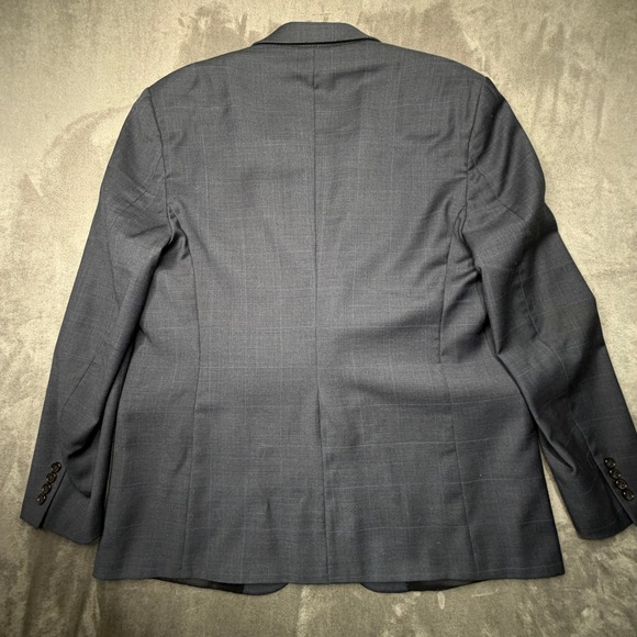 Lauren Ralph Lauren Mens Suit 48L Blazer Navy Blue Windowpane Wool 38x34 Pants - Picture 3 of 16